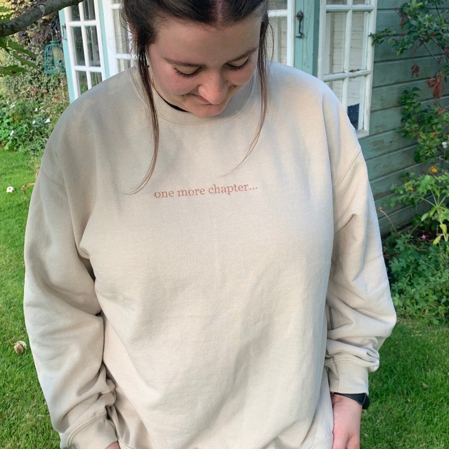 Embroidered Jumper - One More Chapter - Sand