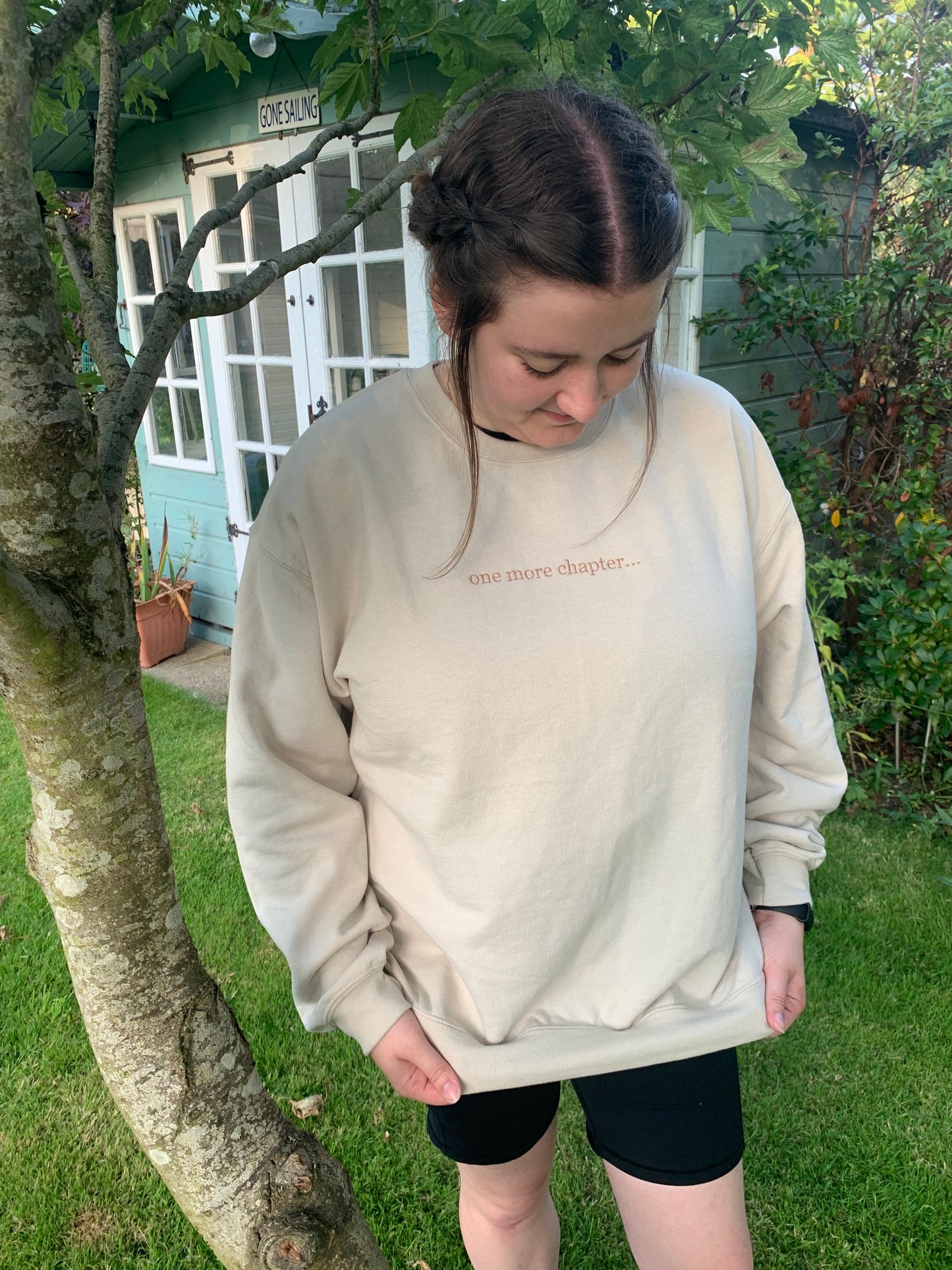 Embroidered Jumper - One More Chapter - Sand