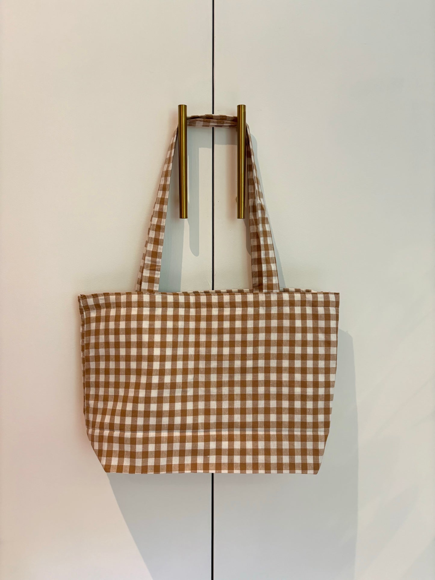 Gingham Bag - Biscuit