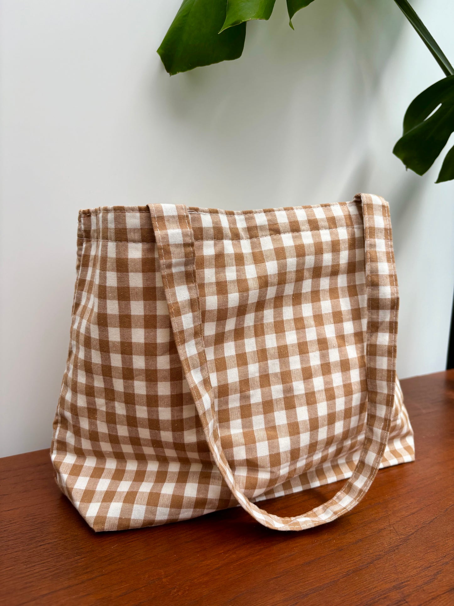 Gingham Bag - Biscuit