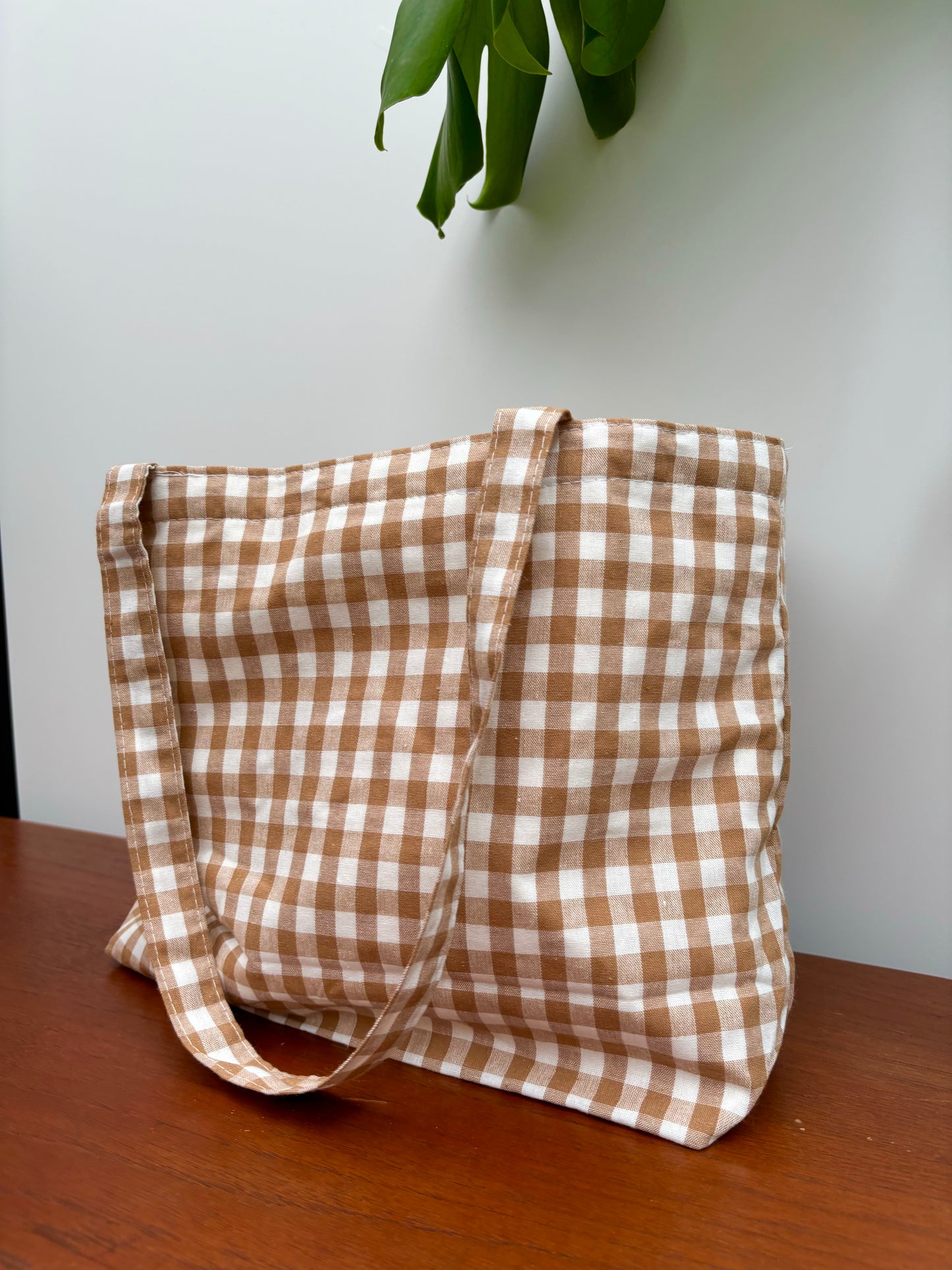 Gingham Bag - Biscuit