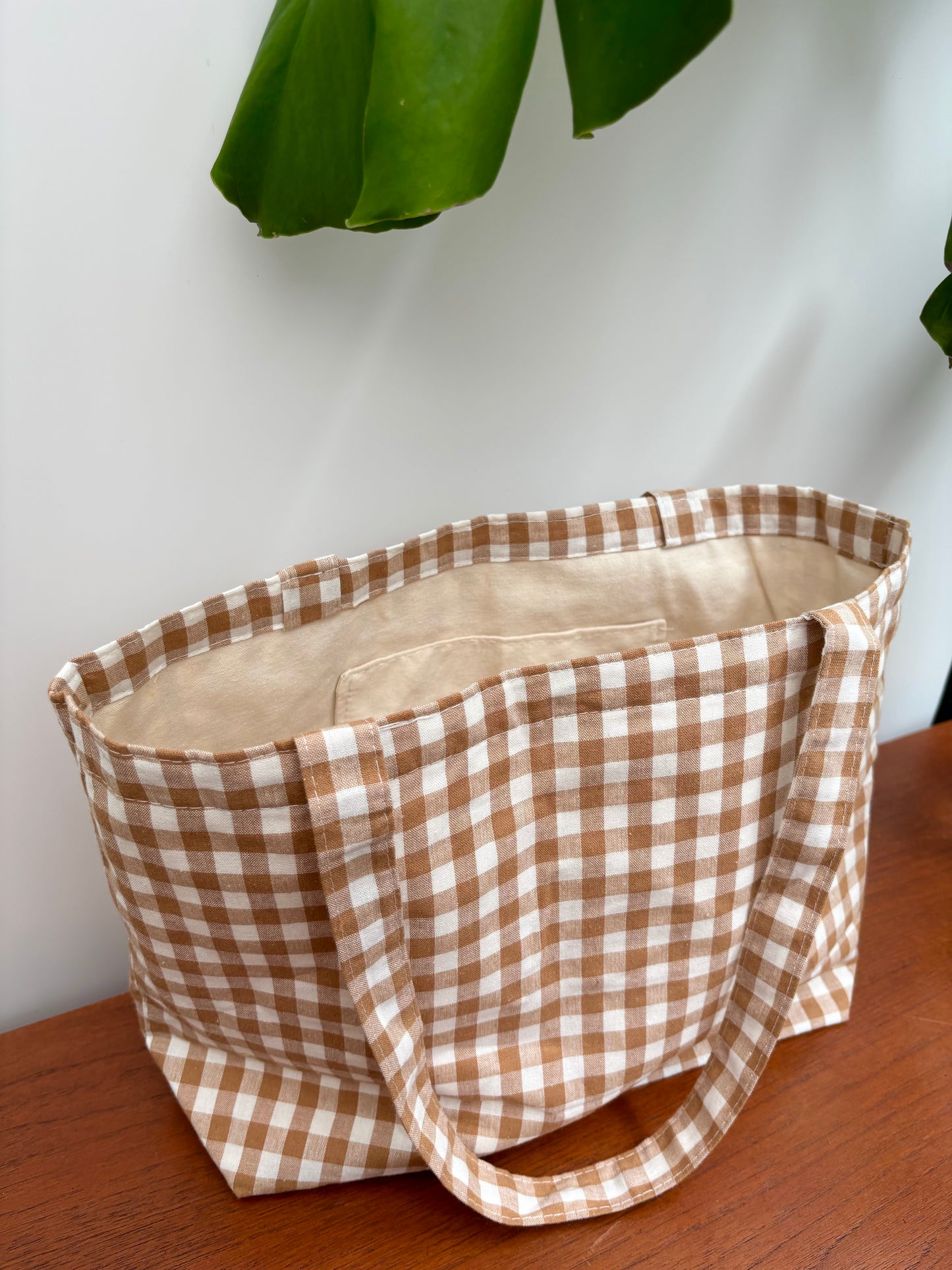 Gingham Bag - Biscuit