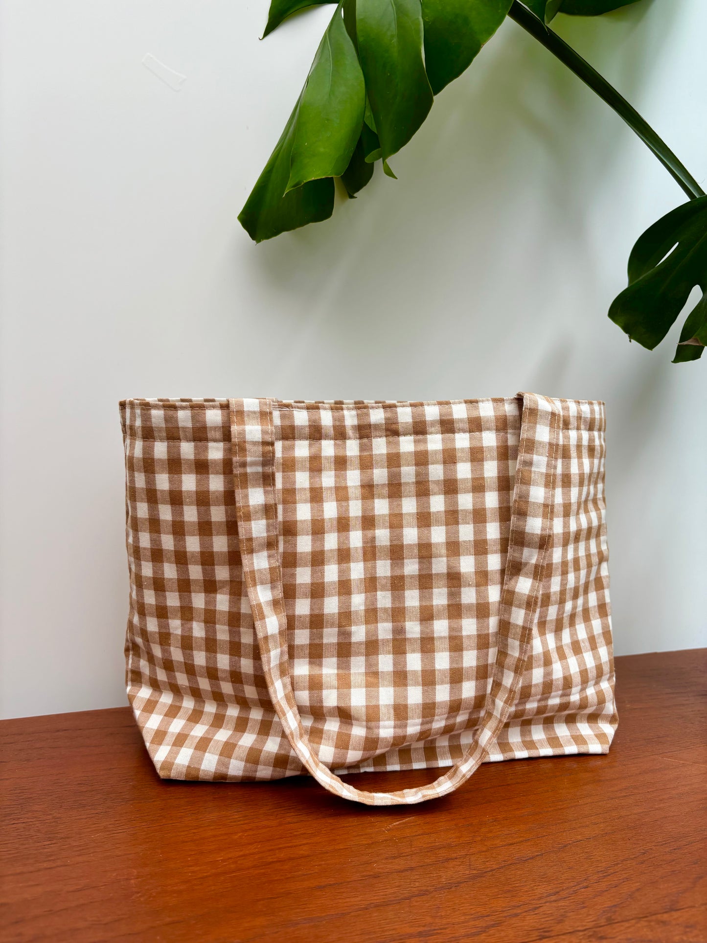 Gingham Bag - Biscuit