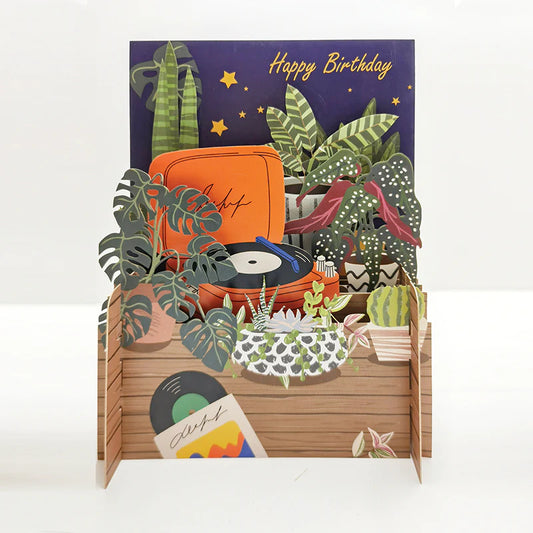 3D Pop Up Birthday Card - Record Player